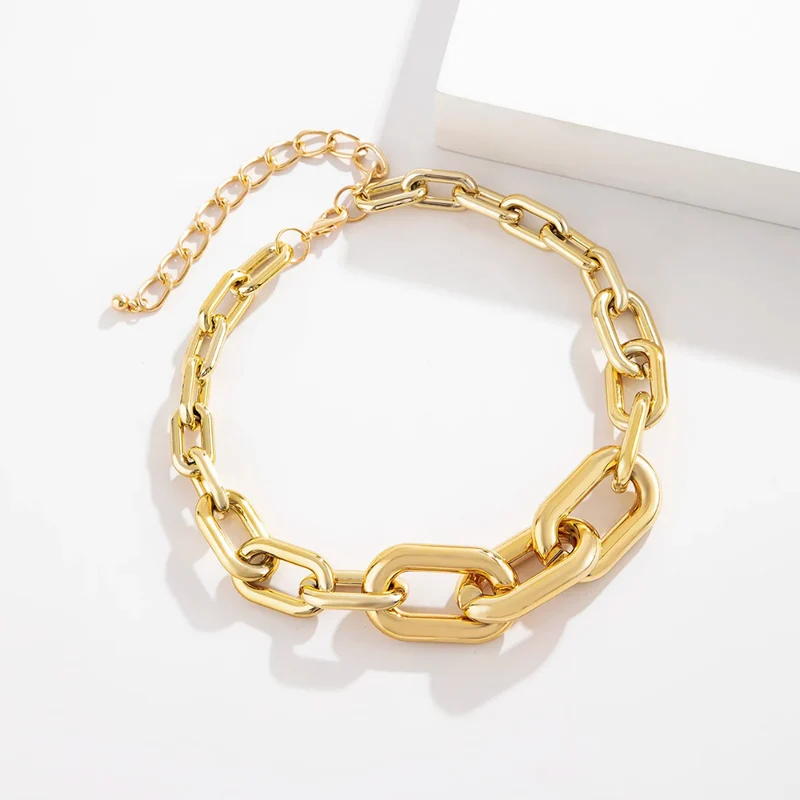 Collier Grosse Maille Rectangulaire Or