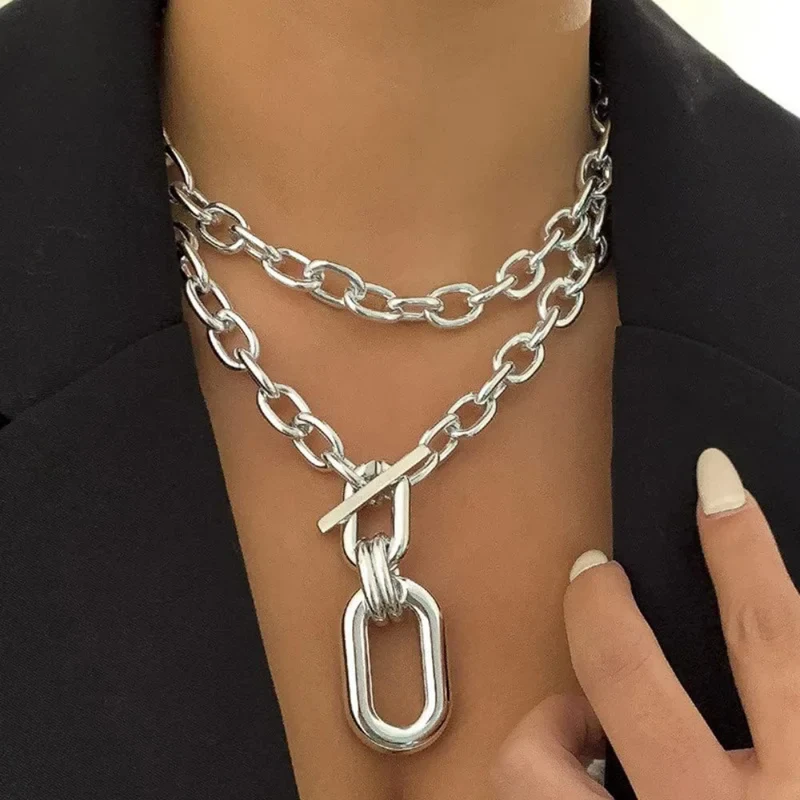 Collier Grosse Maille Double Rang Argent