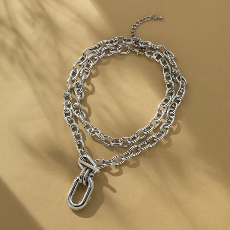 Collier Grosse Maille Double Rang Argent