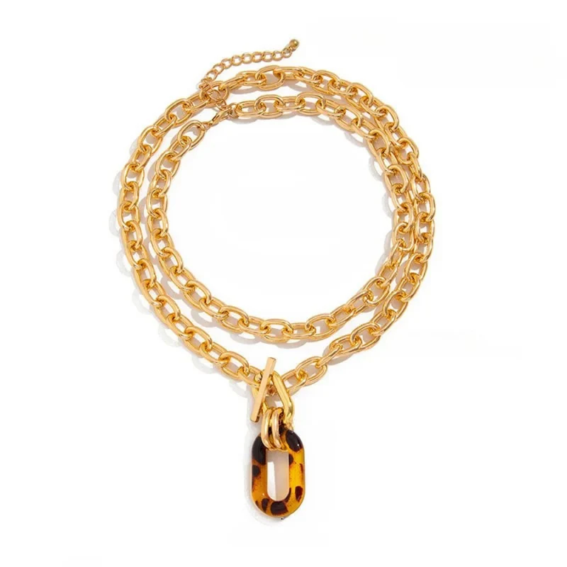 Double Collier Grosse Maille Pendentif