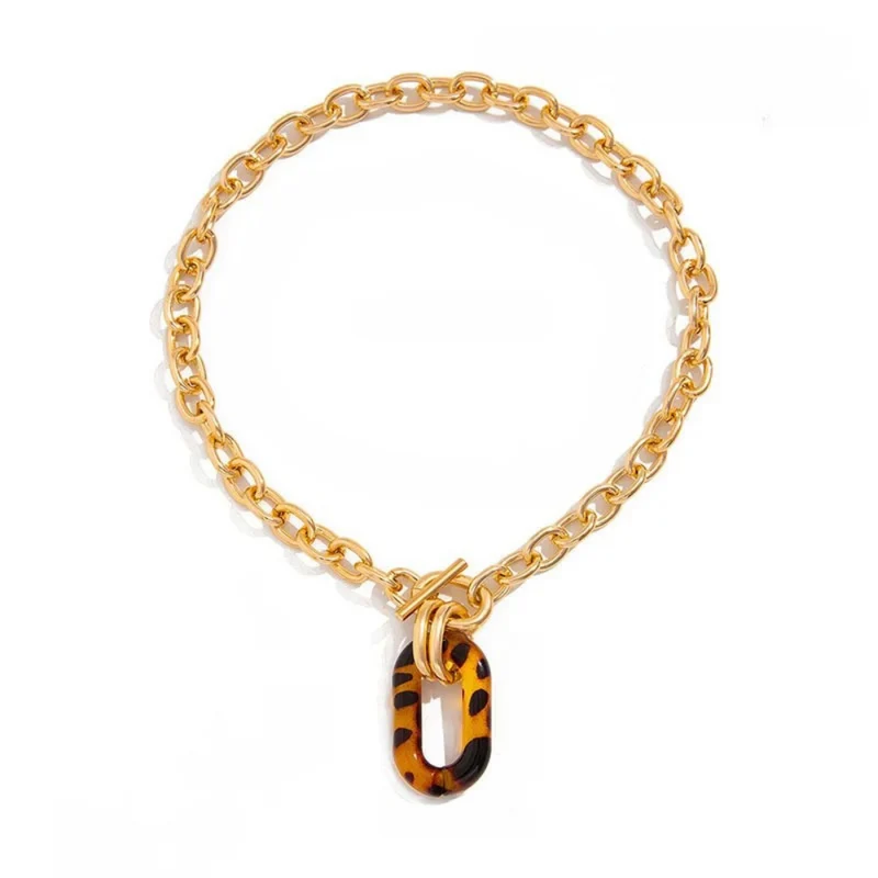 Collier Grosse Maille Pendentif Résine