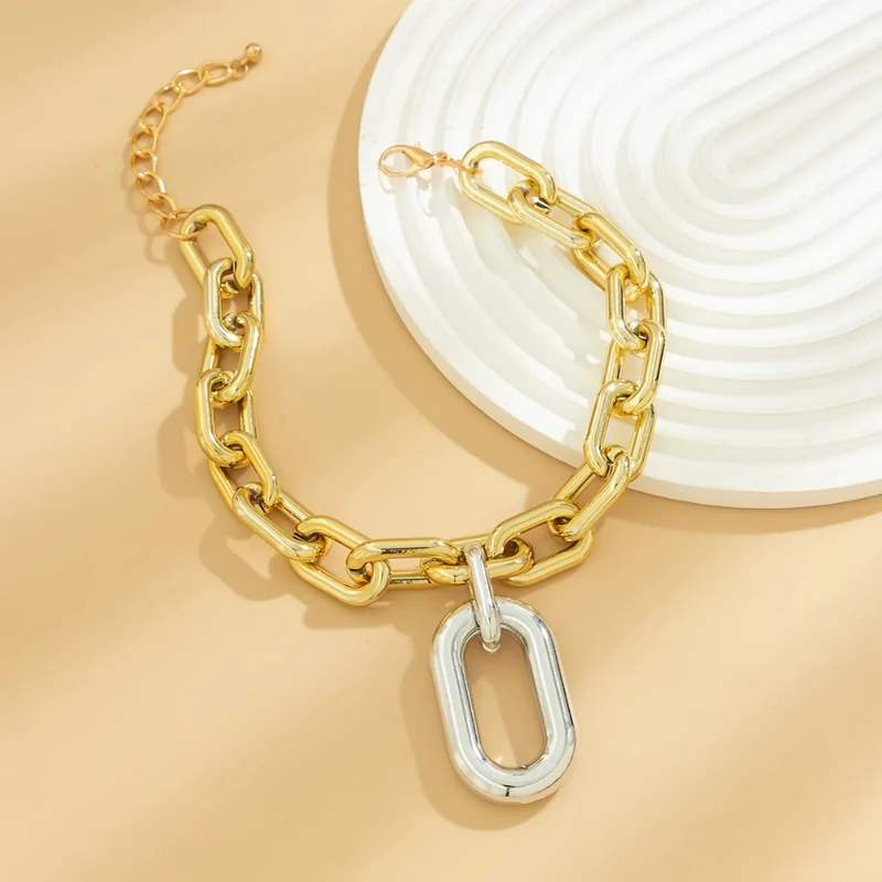 Collier Grosse Maille Bicolore Argent