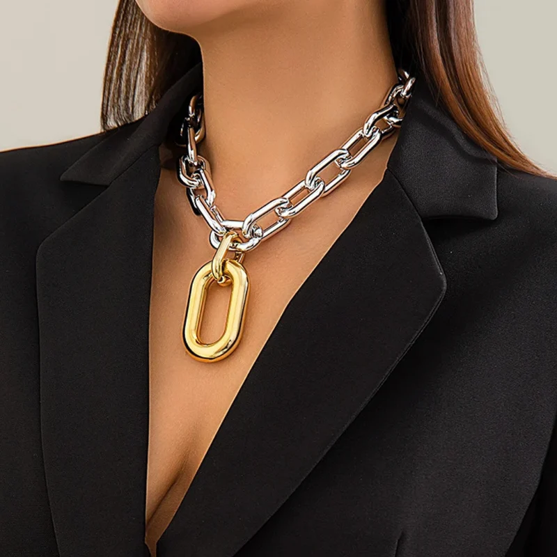 Collier Grosse Maille Bicolore Or