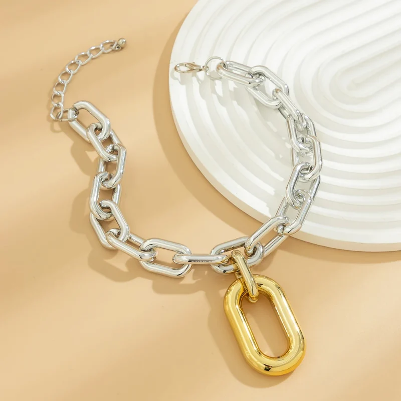 Collier Grosse Maille Bicolore Or