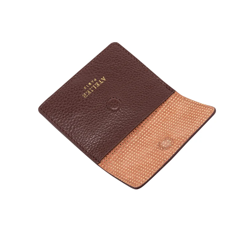 Porte-cartes bordeaux en cuir Funambule