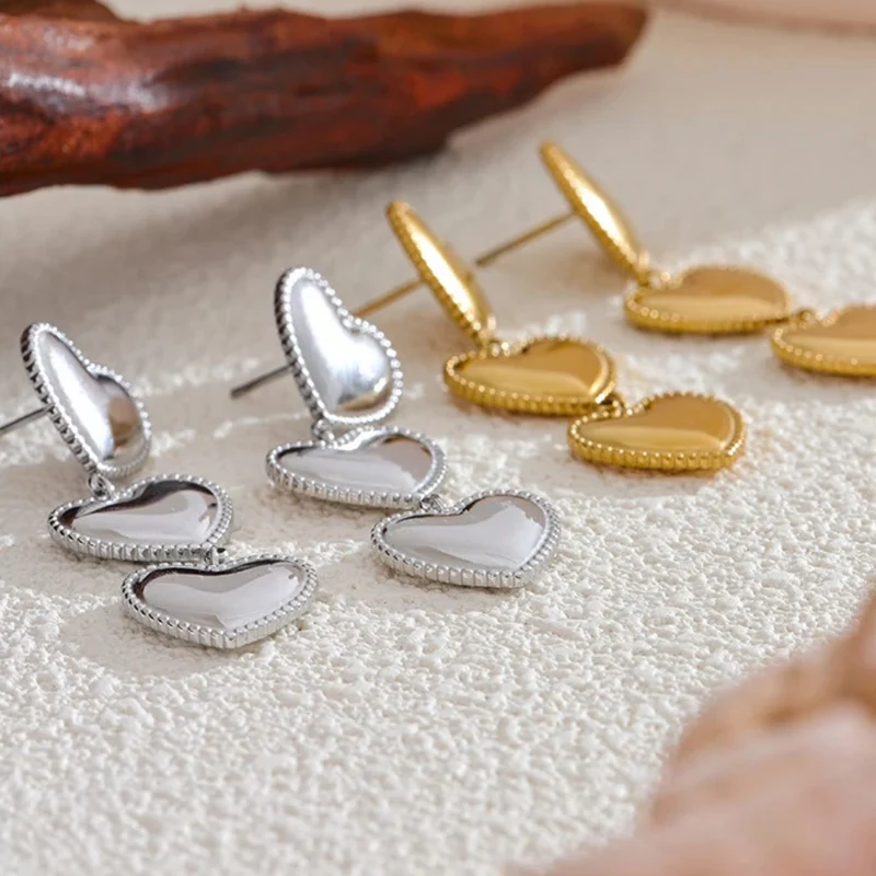 Boucles d'Oreilles Trio Cœur