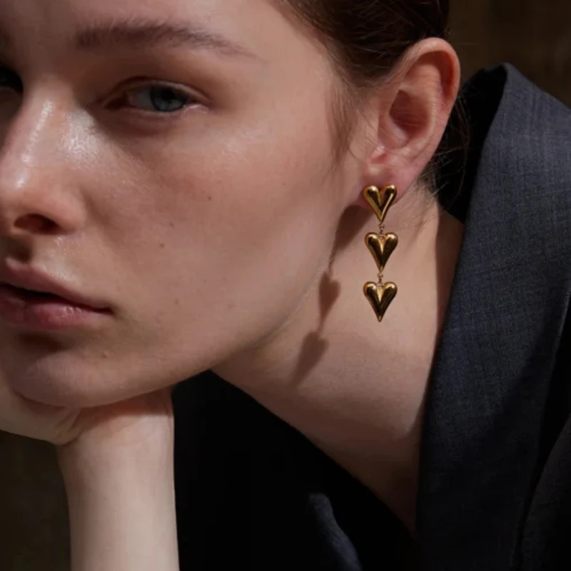 Boucles d'Oreilles Triple Cœur