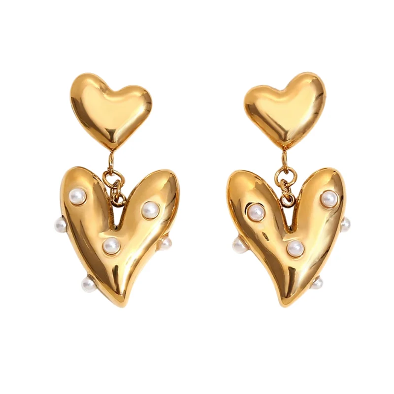 Boucles d'Oreilles Cœur Perles