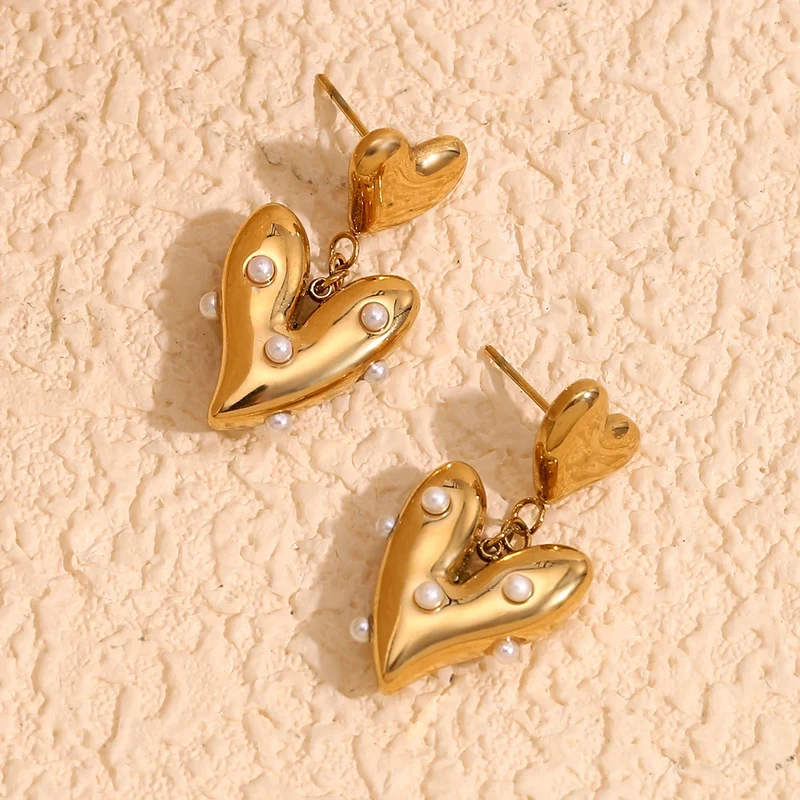 Boucles d'Oreilles Cœur Perles