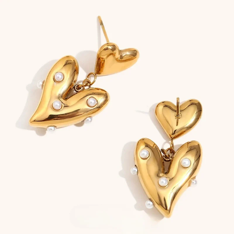 Boucles d'Oreilles Cœur Perles