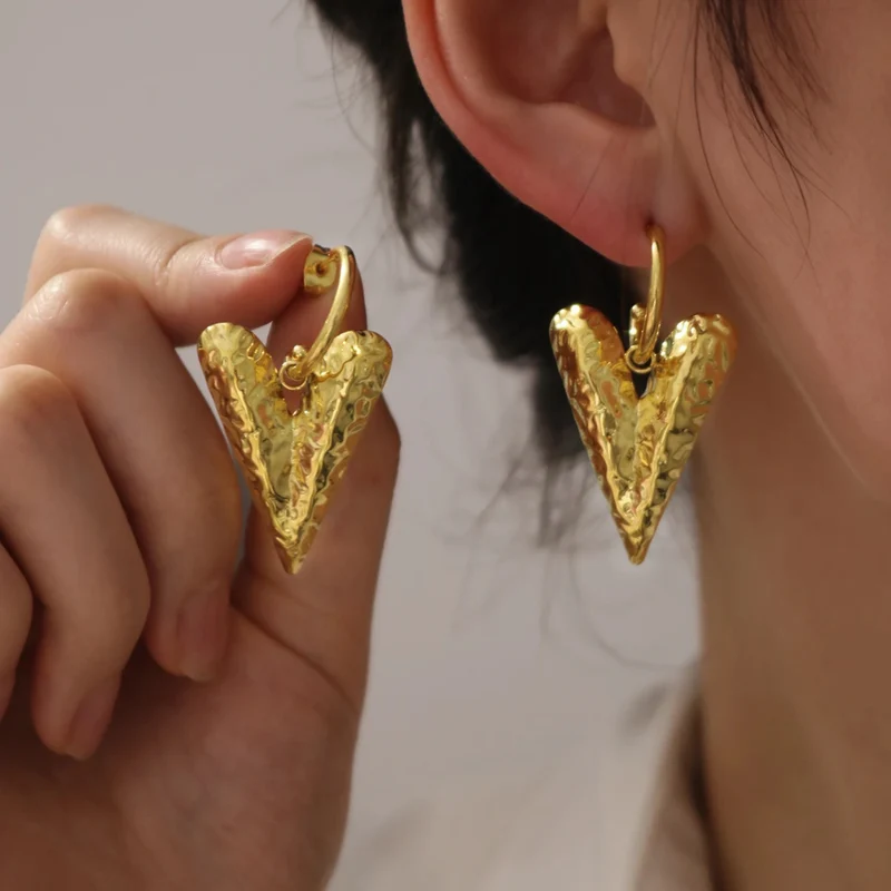 Boucles d'Oreilles Cœur Martelé