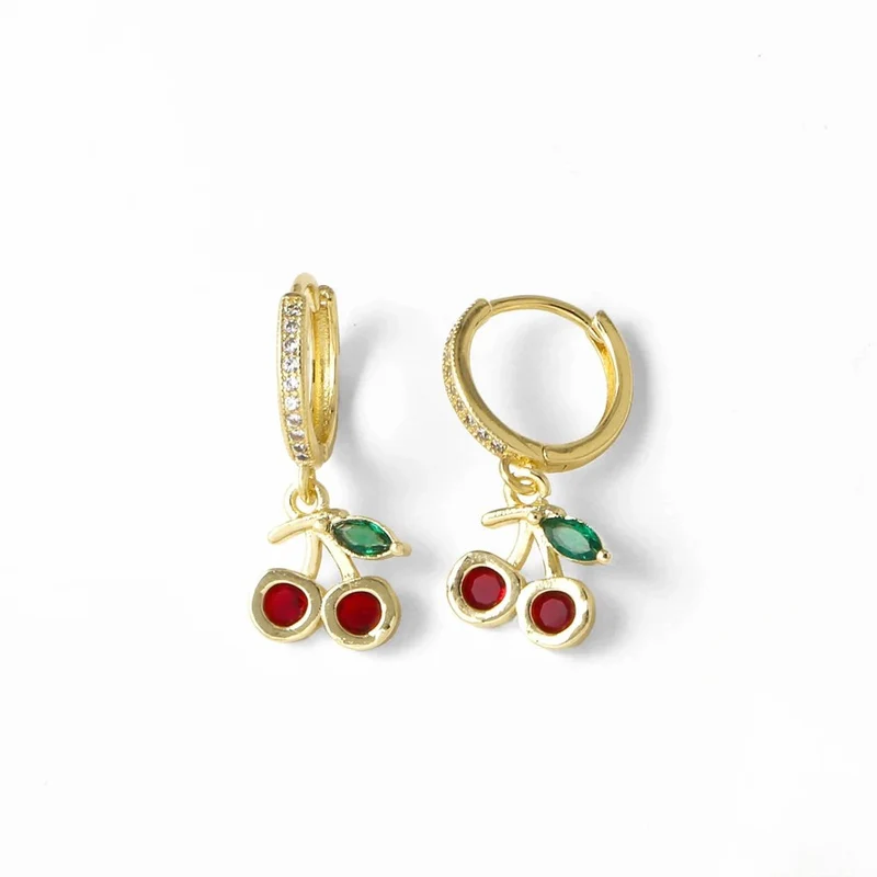 Boucles d'Oreilles Cerise Strass