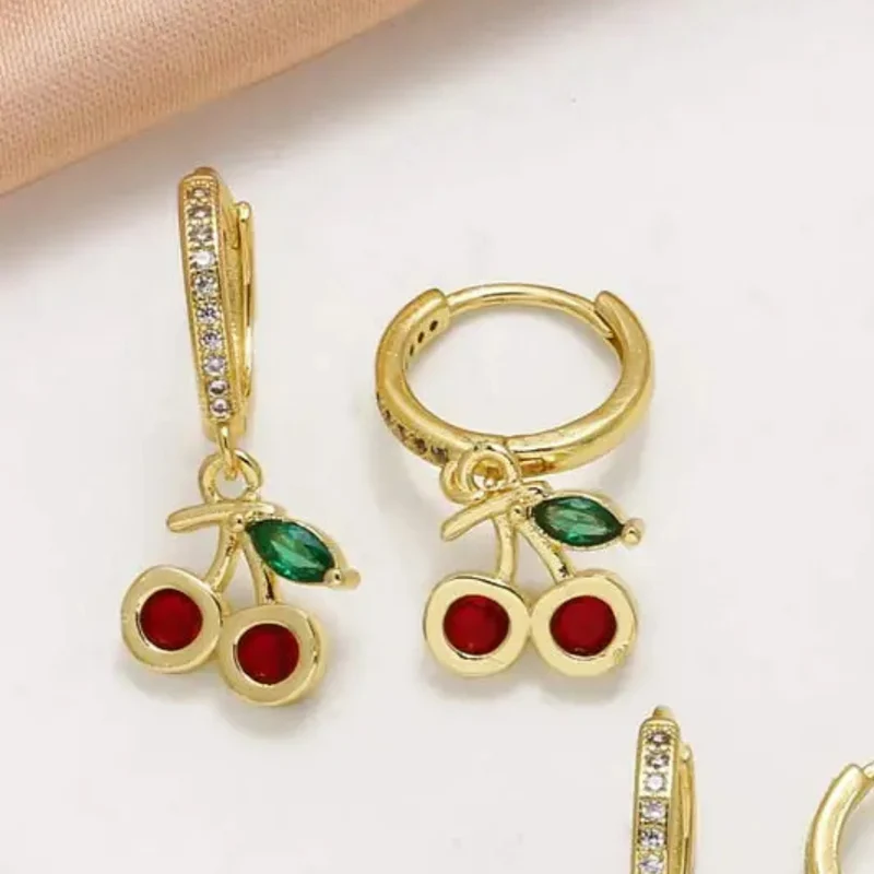 Boucles d'Oreilles Cerise Strass