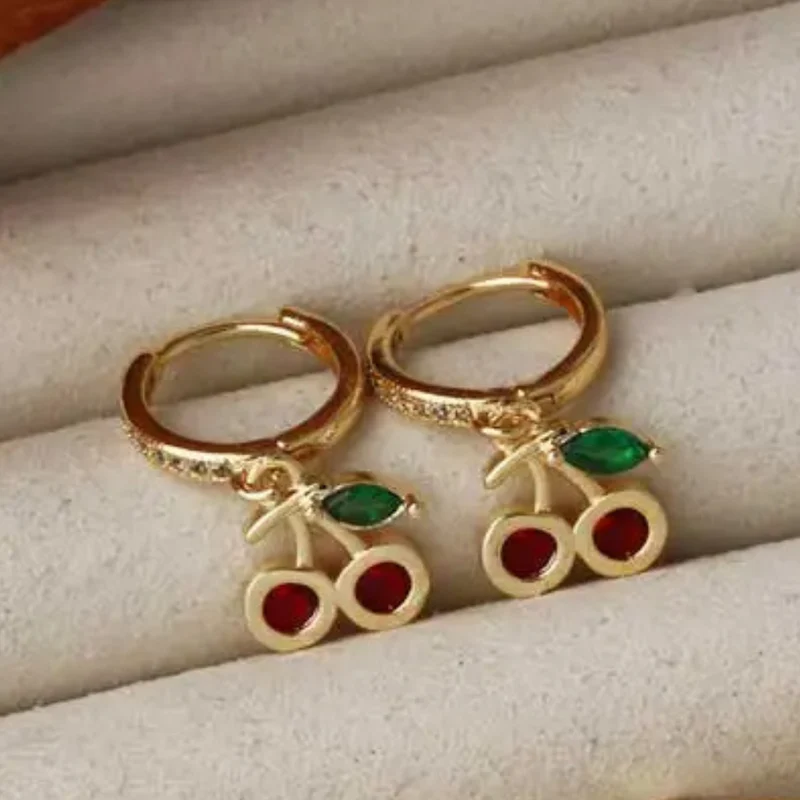 Boucles d'Oreilles Cerise Strass
