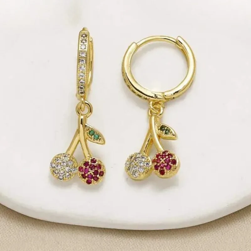 Boucles d'Oreilles Breloque Cerise