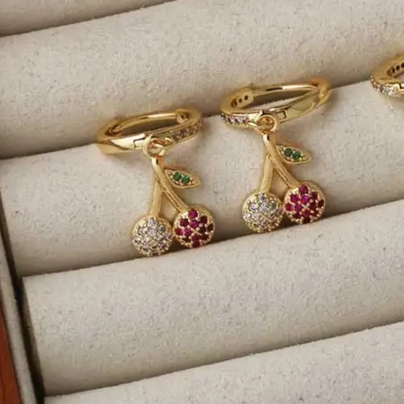 Boucles d'Oreilles Breloque Cerise