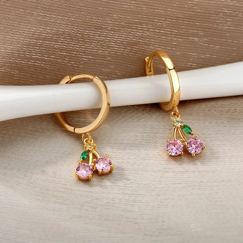 Boucles d'Oreilles Cerise Rose