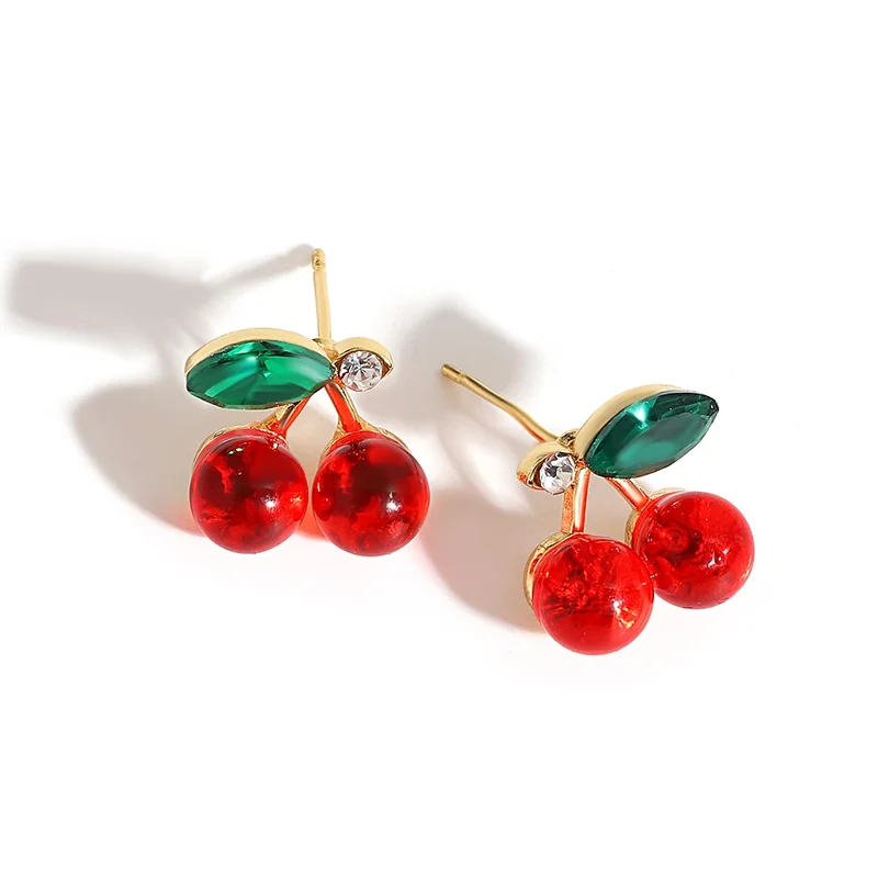 Boucles d'Oreilles Cerise Rouge