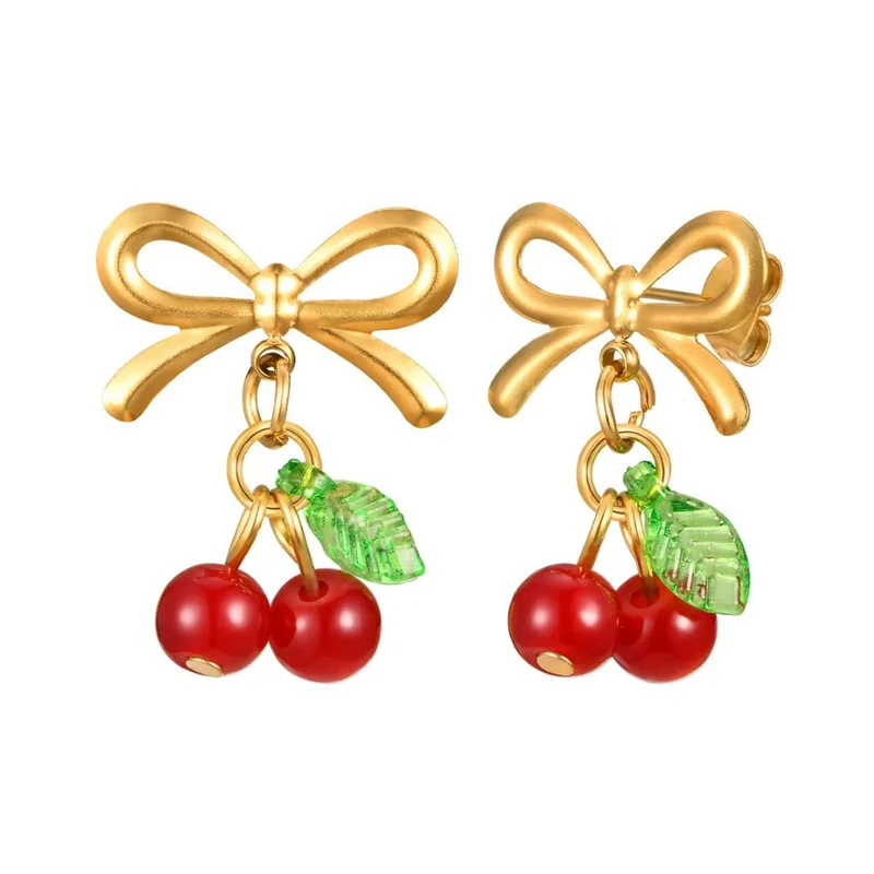 Boucles d'Oreilles Cerise Nœud