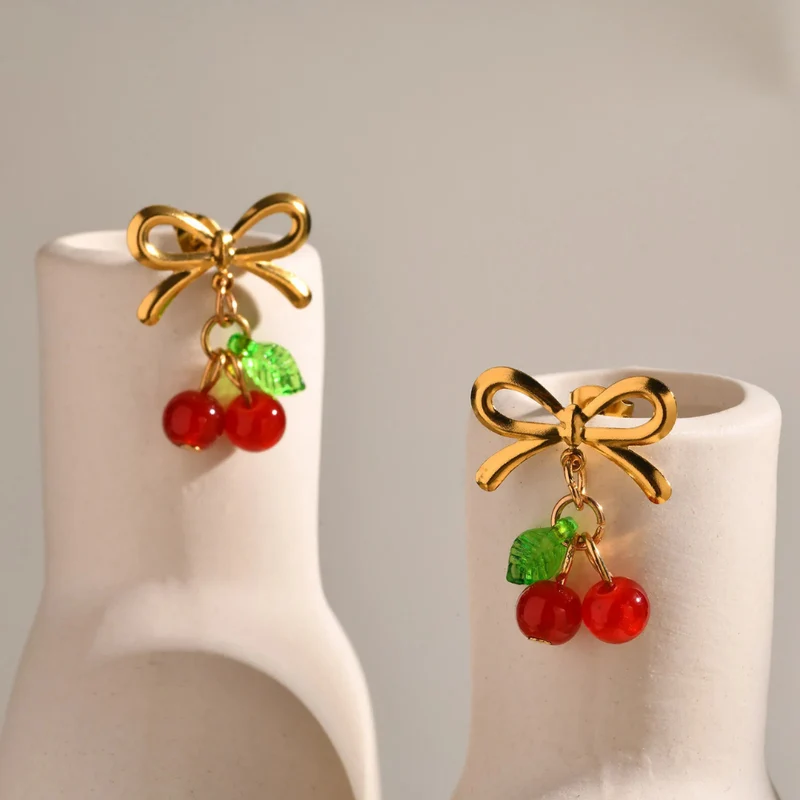 Boucles d'Oreilles Cerise Nœud
