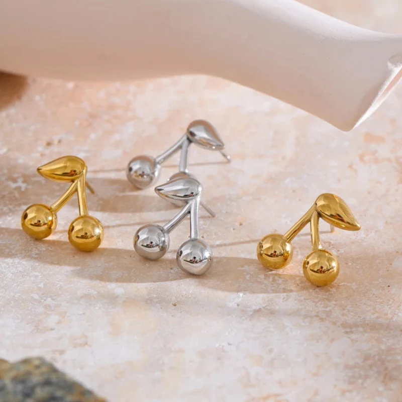 Boucles d'Oreilles Cerise Acier Inoxydable