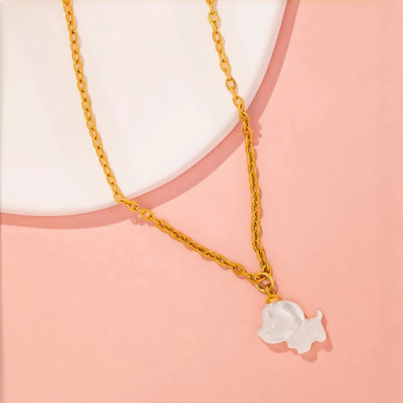 Collier Chien Nacre Blanc