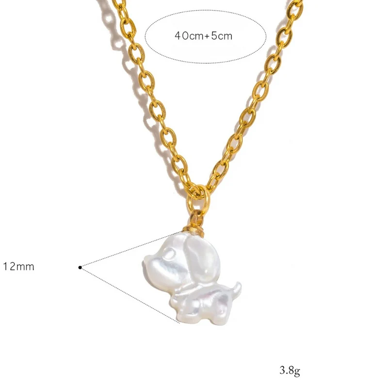 Collier Chien Nacre Blanc
