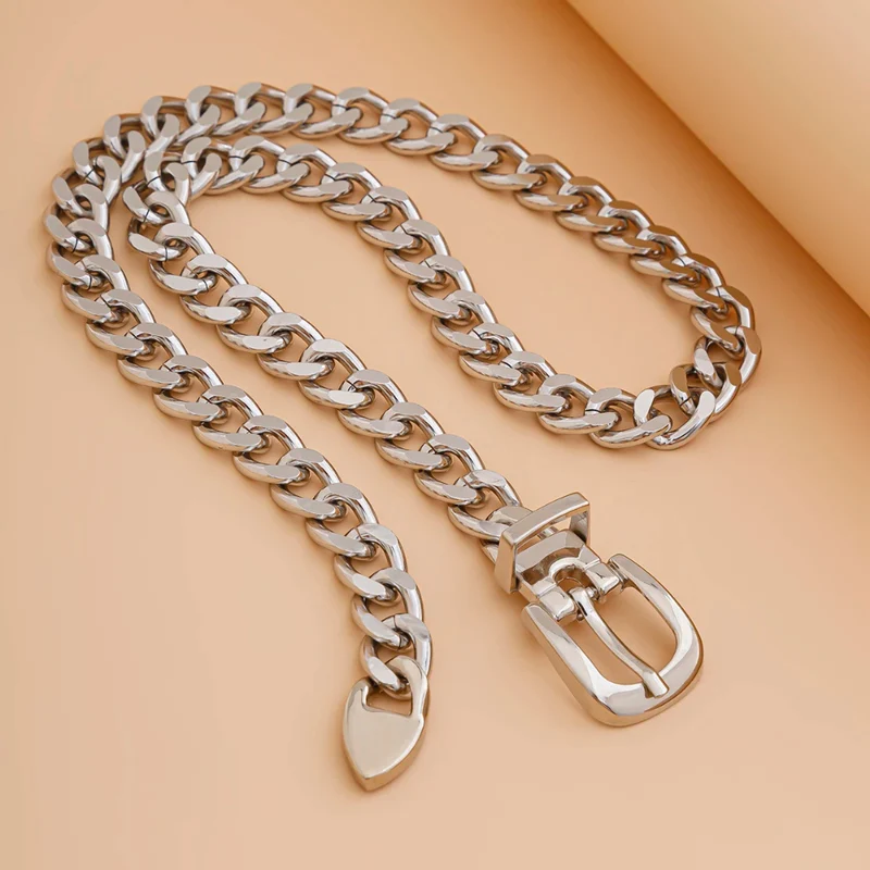 Collier Grosse Maille Ceinture Argent