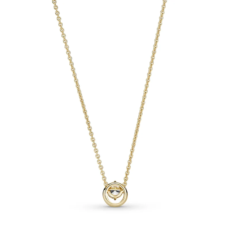 Pandora Timeless Gold-coloured Sparkling Round Halo Necklacewith14 Carat Gold Plating 361174C01-45 (Length: 45.00 cm)