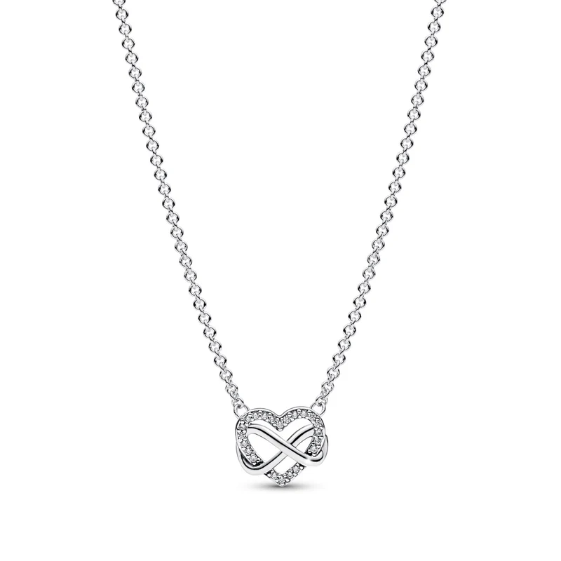 Pandora Moments 925 Sterling Silver Sparkling Infinity Heart Necklace 392666C01-50