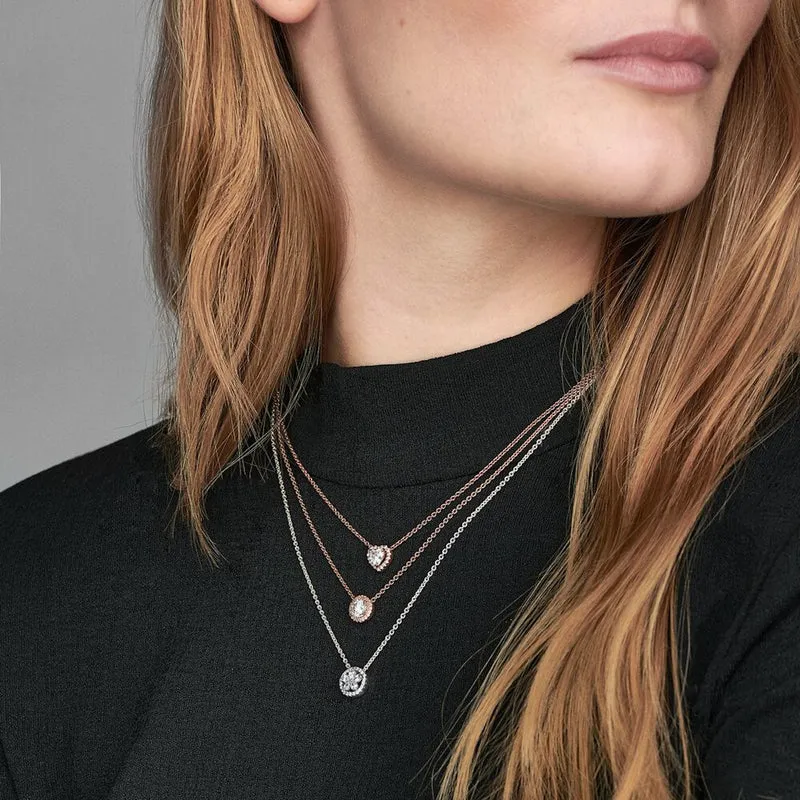 Pandora Timeless Sparkling Heart Necklacewith14 Carat RoseGold Plating 388425C01-45 (Length: 45.00 cm)