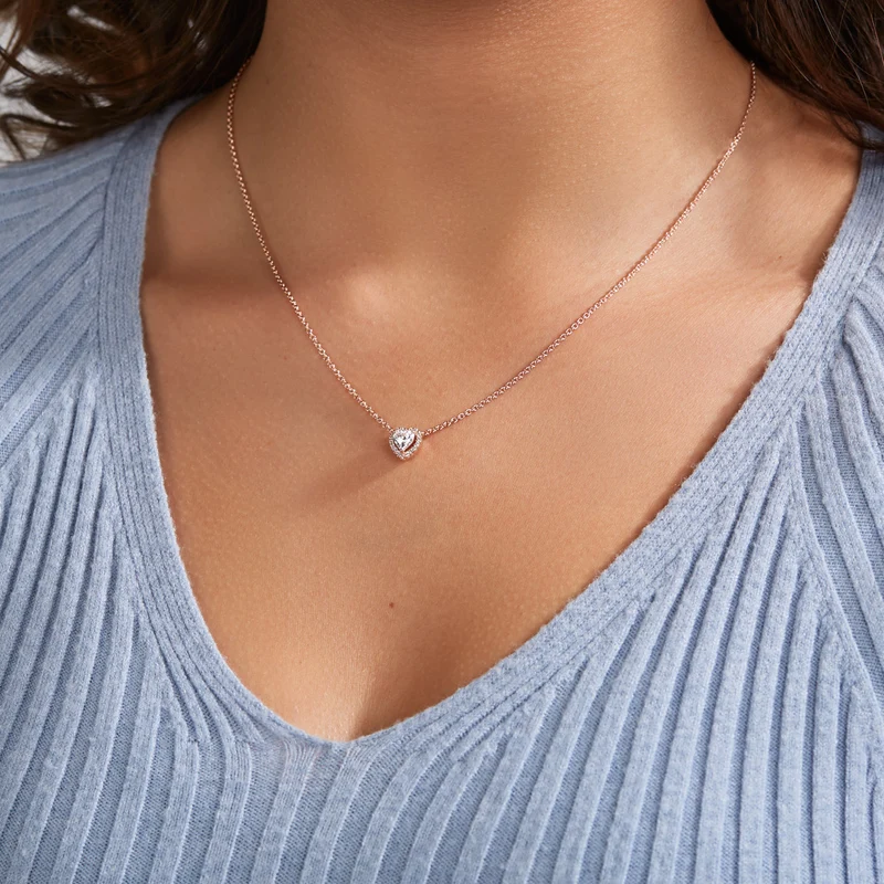 Pandora Timeless Sparkling Heart Necklacewith14 Carat RoseGold Plating 388425C01-45 (Length: 45.00 cm)