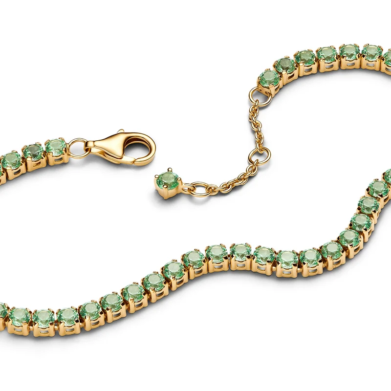 Pandora Timeless Gold Plated Sparkling Green Tennis Bracelet 561469C02-18
