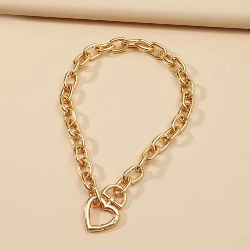 Collier Grosse Maille Fermoir Cœur