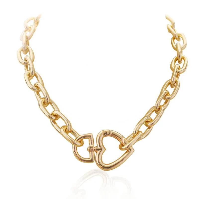 Collier Grosse Maille Fermoir Cœur