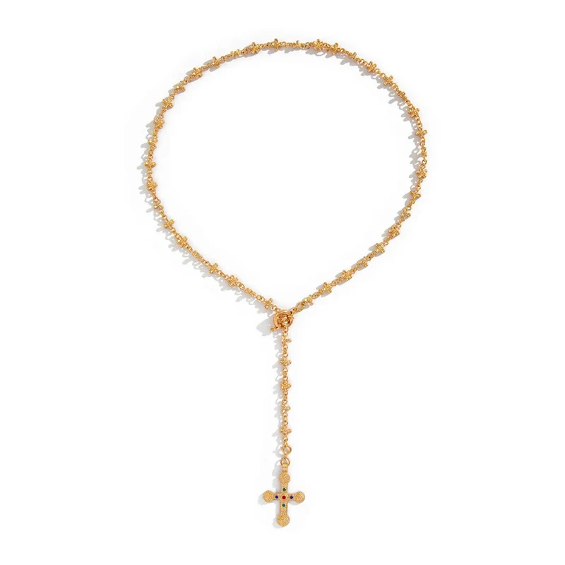 Collier Y Croix Or Vintage