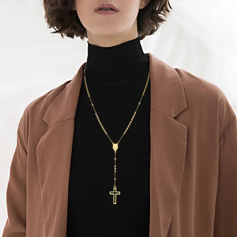 Collier en Y Croix Or
