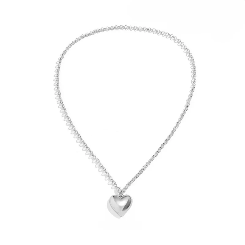 Collier en Y Gros Cœur Argent