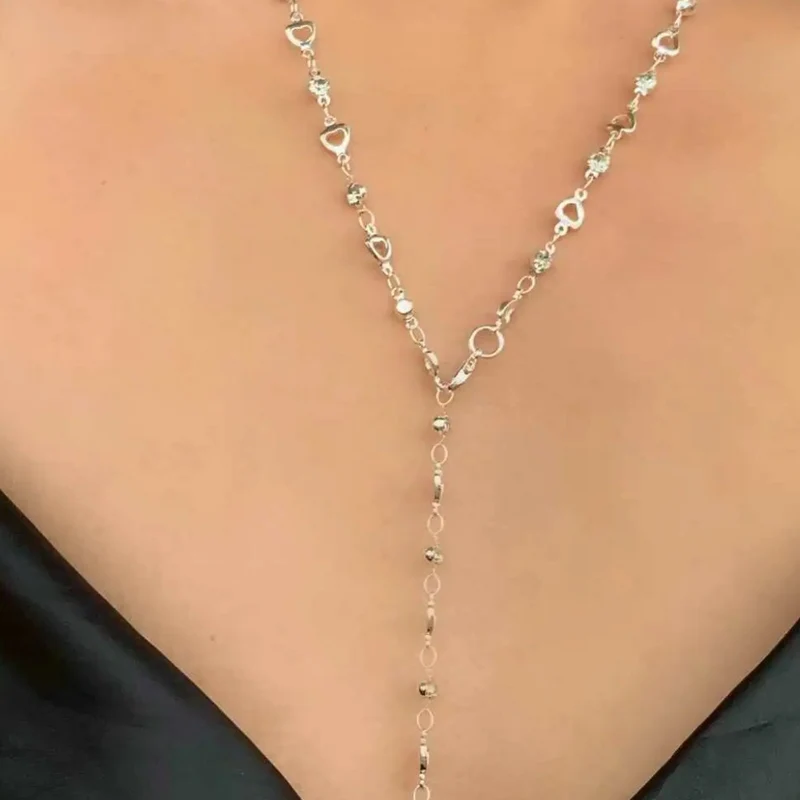 Collier en Y Argent Strass