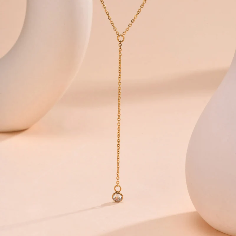 Collier en Y Zircon