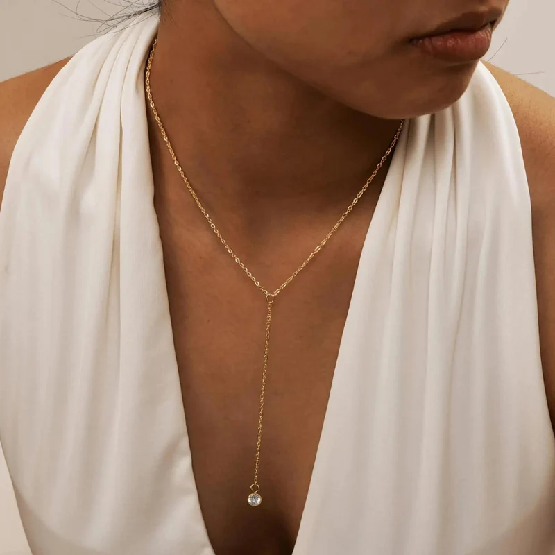 Collier en Y Zircon