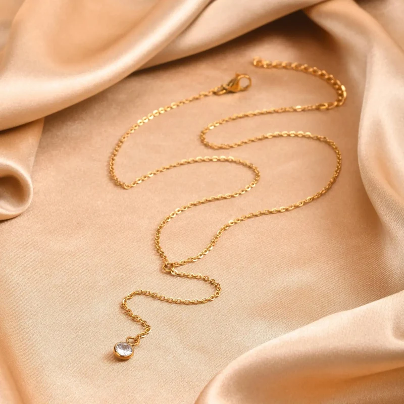 Collier en Y Zircon