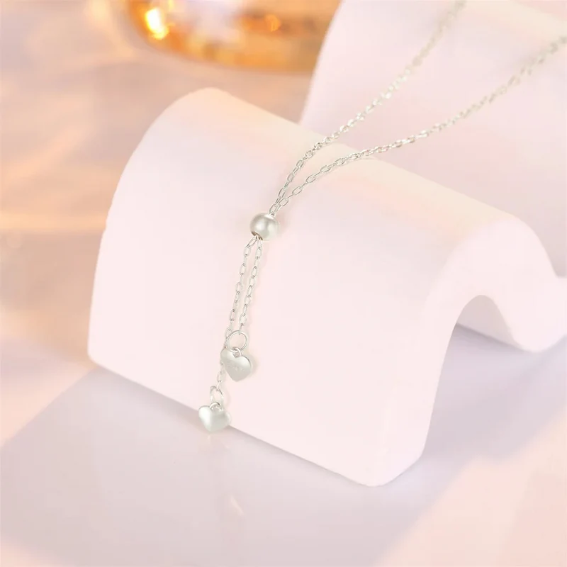Collier en Y Double Cœur Argent