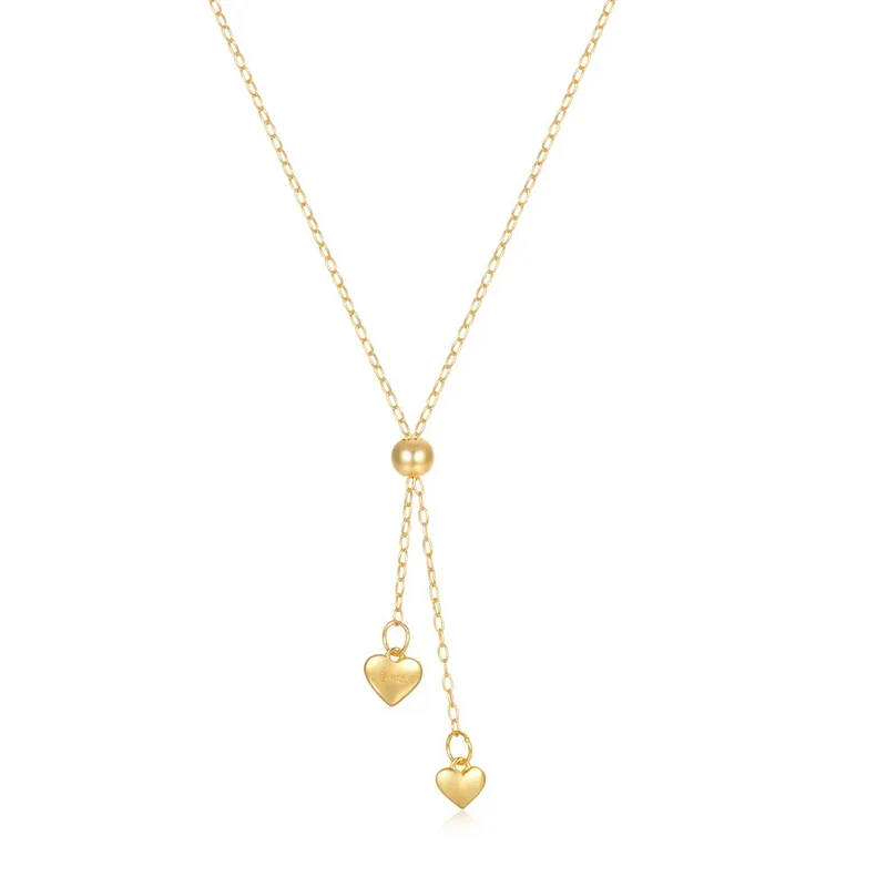 Collier en Y Double Cœur