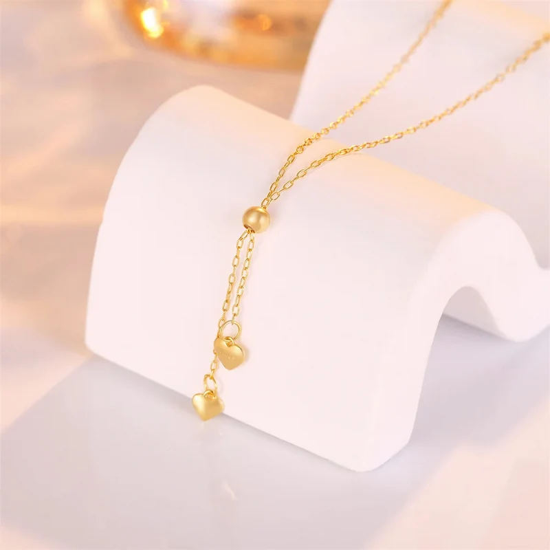 Collier en Y Double Cœur