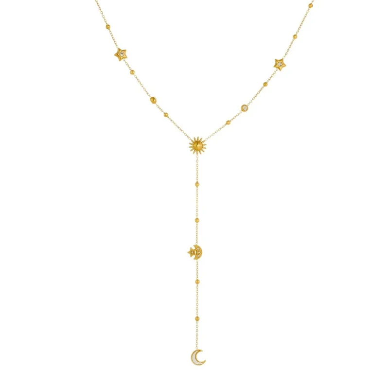 Collier en Y Lune Strass