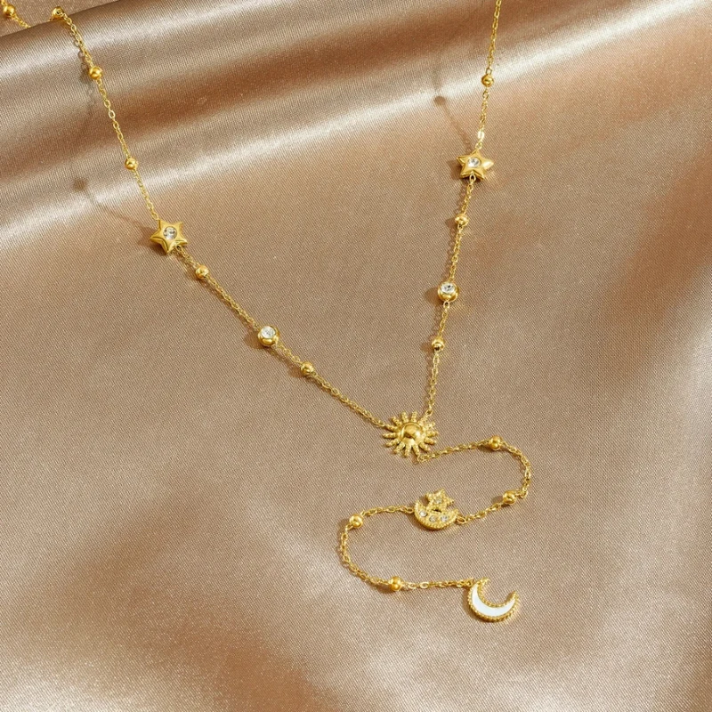 Collier en Y Lune Strass