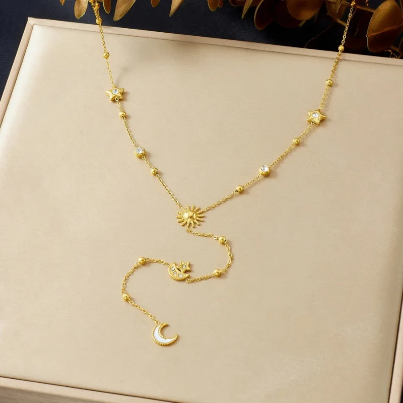 Collier en Y Lune Strass