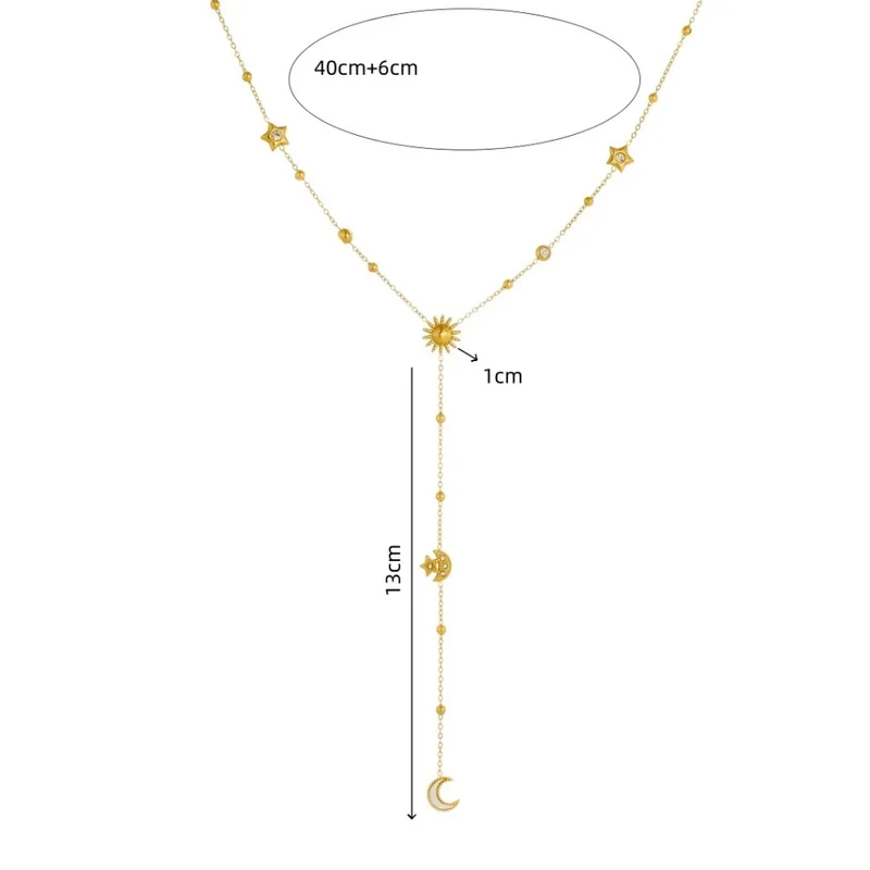 Collier en Y Lune Strass