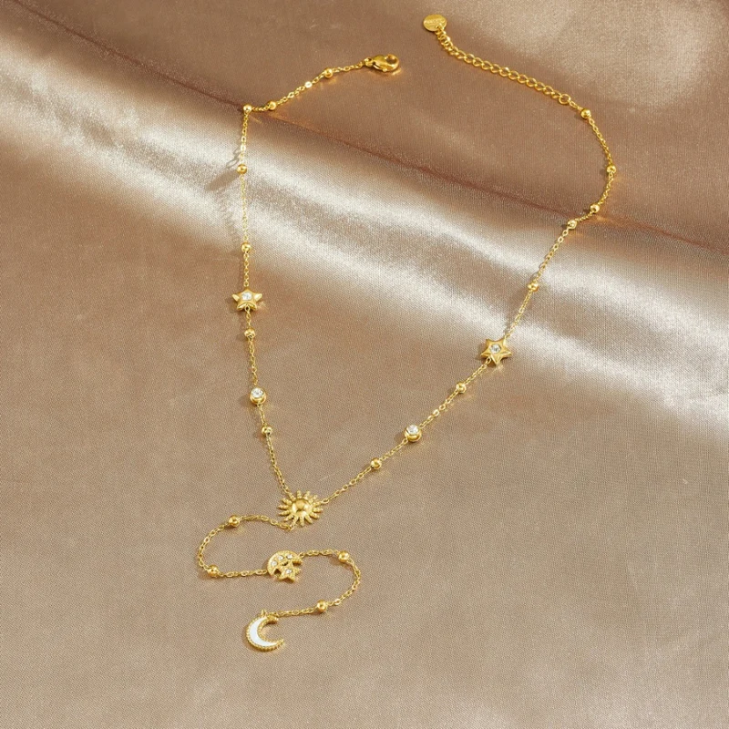 Collier en Y Lune Strass